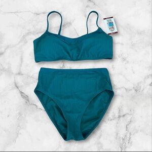 Social Standard by Sanctuary Two Piece Swimsuit Green Top XL Buttom M NWT